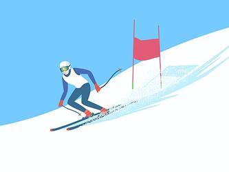 graphic illustration of skier skiing downhill in a race